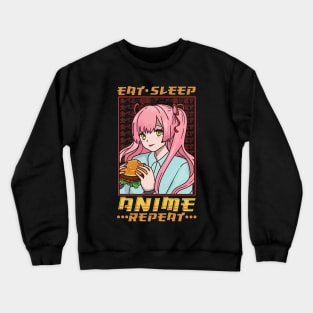 Funny Anime Obsessed Girl Eat Sleep Anime Repeat Crewneck Sweatshirt